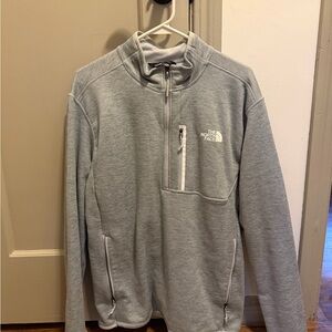The North Face Men's Light Gray Zip-Up Fleece Pullover